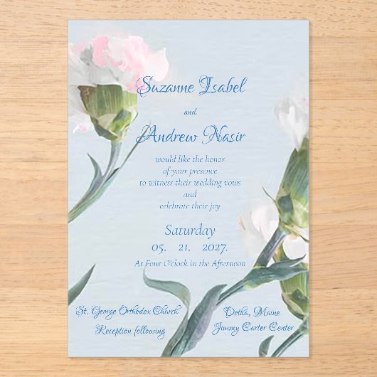 ピンクエッセンスフロステッドアクリル結婚式招待状 アクリル招待状 (正面)