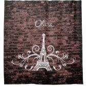 ピンクエッフェルタワーグランジシャワーカーテン シャワーカーテン (正面)