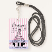 ピンクエッフェルタワースイート16パーティーVIPパスバッジ バッジ (裏面ランヤード)