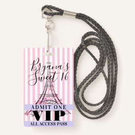 ピンクエッフェルタワースイート16パーティーVIPパスバッジ バッジ