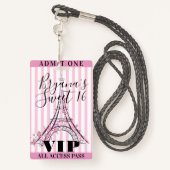 ピンクエッフェルタワースイート16パーティーVIPパスバッジ バッジ (裏面ランヤード)