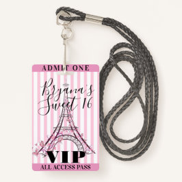 ピンクエッフェルタワースイート16パーティーVIPパスバッジ バッジ