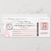 ピンクエッフェルタワーナイトインパリスバースデーパーティー 招待状 (正面)