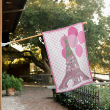 ピンクエッフェルタワーバラバラバルーンハウスフラグ