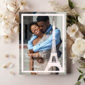 ピンクエッフェルタワーフォトセーブ・ザ・デート案内 案内状