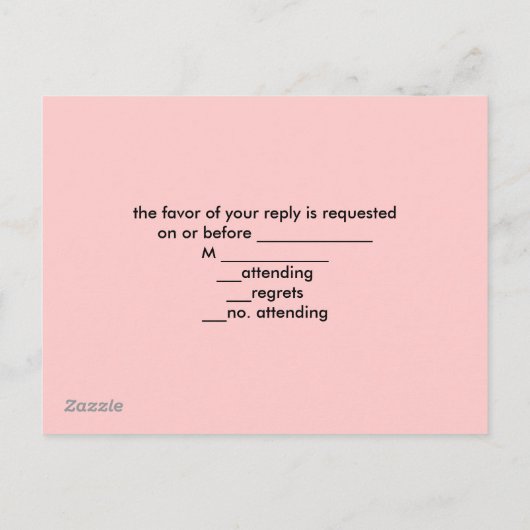 ピンクエッフェルタワーヴィンテージパリ結婚式svp インビテーションポストカード (裏面)