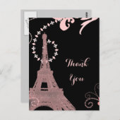 ピンクエッフェルタワーヴィンテージ感謝していパリユー ポストカード (正面/裏面)