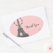 ピンクエッフェルタワーヴィンテージ感謝していパリユー 楕円形シール (封筒)