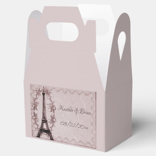 ピンクエッフェルタワー結婚式の引き出物ボックス フェイバーボックス (オープン)