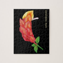 ピンクエビ植物花イラストレーション ジグソーパズル