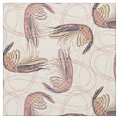 ピンクエビ長いアンテナパターン ファブリック (クローズアップ)