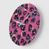 ピンクエモスカルウォールアート&デコールクロック ラージ壁時計 (傾斜)