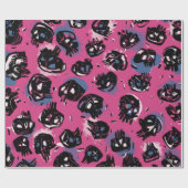 ピンクエモスカル工芸品とパーティー用品ギフトラップ ラッピングペーパー (フラット)