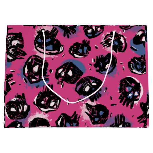 ピンクエモスカル工芸品とパーティー用品ギフトラップ ラージペーパーバッグ (正面)