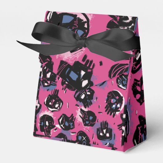 ピンクエモスカル工芸品とパーティー用品パッケージ フェイバーボックス (正面サイド)