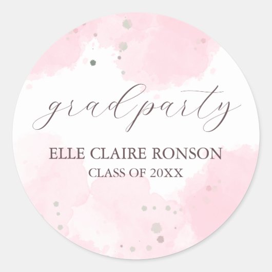 ピンクエレガンスエクセシションパーティー招待状 ラウンドシール (正面)