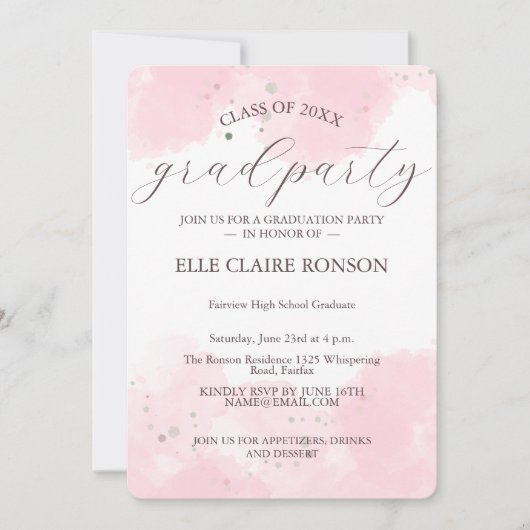 ピンクエレガンスエクセシションパーティー招待状 招待状 (正面)