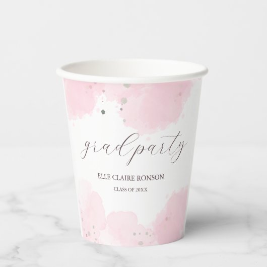 ピンクエレガンスエクセシションパーティー招待状 紙コップ (正面)