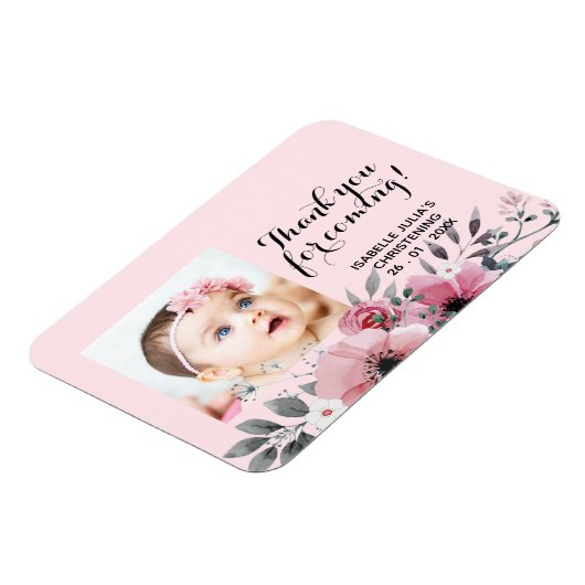 ピンクエレガントありがとう来!《キリスト教》洗礼式や命名式 マグネット (左側)