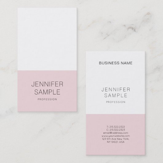 ピンクエレガントお洒落デザイントレンディープレナモダンルックス 名刺 (正面/裏面)