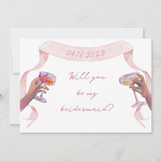 ピンクエレガントかわいいカスタム花嫁プロポーザル ノートカード (正面)