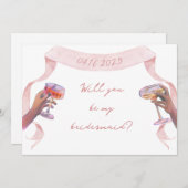 ピンクエレガントかわいいカスタム花嫁プロポーザル ノートカード (正面/裏面)