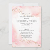 ピンクエレガントかわいらし金ゴールドグリッターブライダルシャワー 招待状 (正面)