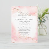 ピンクエレガントかわいらし金ゴールドグリッターブライダルシャワー 招待状 (スタンド正面)