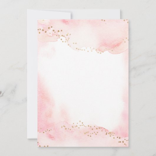 ピンクエレガントかわいらし金ゴールドグリッターブライダルシャワー 招待状 (裏面)