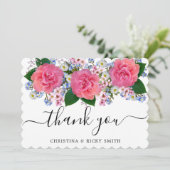 ピンクエレガントがかったオレンジ色のバラの花束結婚の花 サンキューカード (スタンド正面)