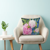 ピンクエレガントがかった白クラシックの水色フローラ クッション (椅子)