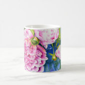 ピンクエレガントがかった白クラシックの水色フローラ コーヒーマグカップ (中央)