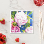 ピンクエレガントがかった白クラシックの水色フローラ スタンダードカクテルナプキン (インサイチュ)