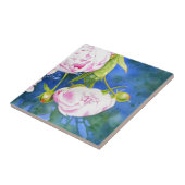 ピンクエレガントがかった白クラシックの水色フローラ タイル (側面)