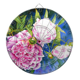 ピンクエレガントがかった白クラシックの水色フローラ ダーツボード