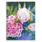 ピンクエレガントがかった白クラシックの水色フローラ ノートブック (正面)