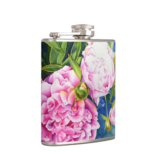 ピンクエレガントがかった白クラシックの水色フローラ フラスク (右)