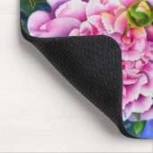 ピンクエレガントがかった白クラシックの水色フローラ マウスパッド (コーナー)