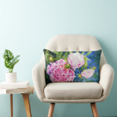 ピンクエレガントがかった白クラシックの水色フローラ ランバークッション (椅子)