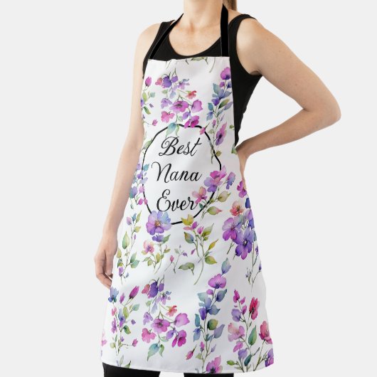 ピンクエレガントがかった紫色の水色の野花 エプロン (インサイチュ)