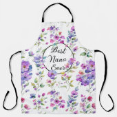 ピンクエレガントがかった紫色の水色の野花 エプロン (正面)
