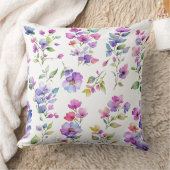 ピンクエレガントがかった紫色の水色の野花 クッション (ブランケット)
