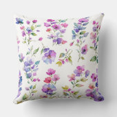 ピンクエレガントがかった紫色の水色の野花 クッション (裏面)