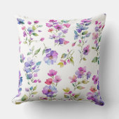 ピンクエレガントがかった紫色の水色の野花 クッション (正面)