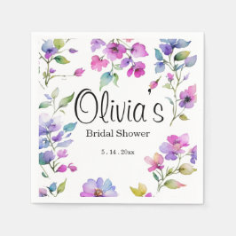 ピンクエレガントがかった紫色の水色の野花 スタンダードカクテルナプキン