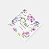 ピンクエレガントがかった紫色の水色の野花 スタンダードカクテルナプキン (角)