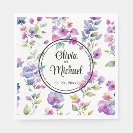 ピンクエレガントがかった紫色の水色の野花 スタンダードランチョンナプキン