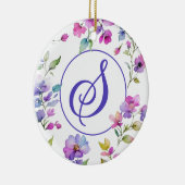 ピンクエレガントがかった紫色の水色の野花 セラミックオーナメント (右)