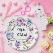 ピンクエレガントがかった紫色の水色の野花 ペーパープレート (パーティー)