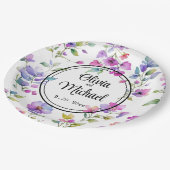 ピンクエレガントがかった紫色の水色の野花 ペーパープレート (アングル)